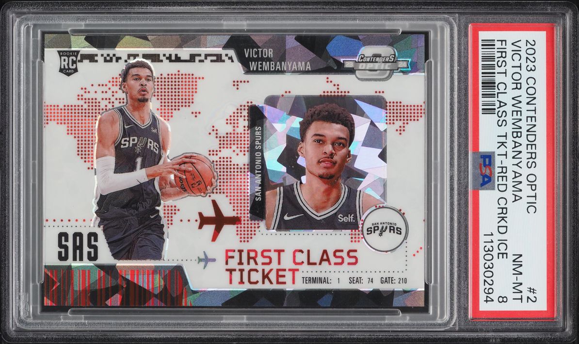 2023 Panini Contenders Optic Red Cracked Ice Victor Wembanyama ROOKIE /175 PSA 8 NM-MT