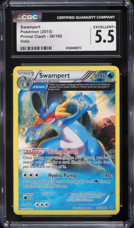 2015 Pokemon XY Primal Clash Holo Swampert #36 CGC 5.5 EX+