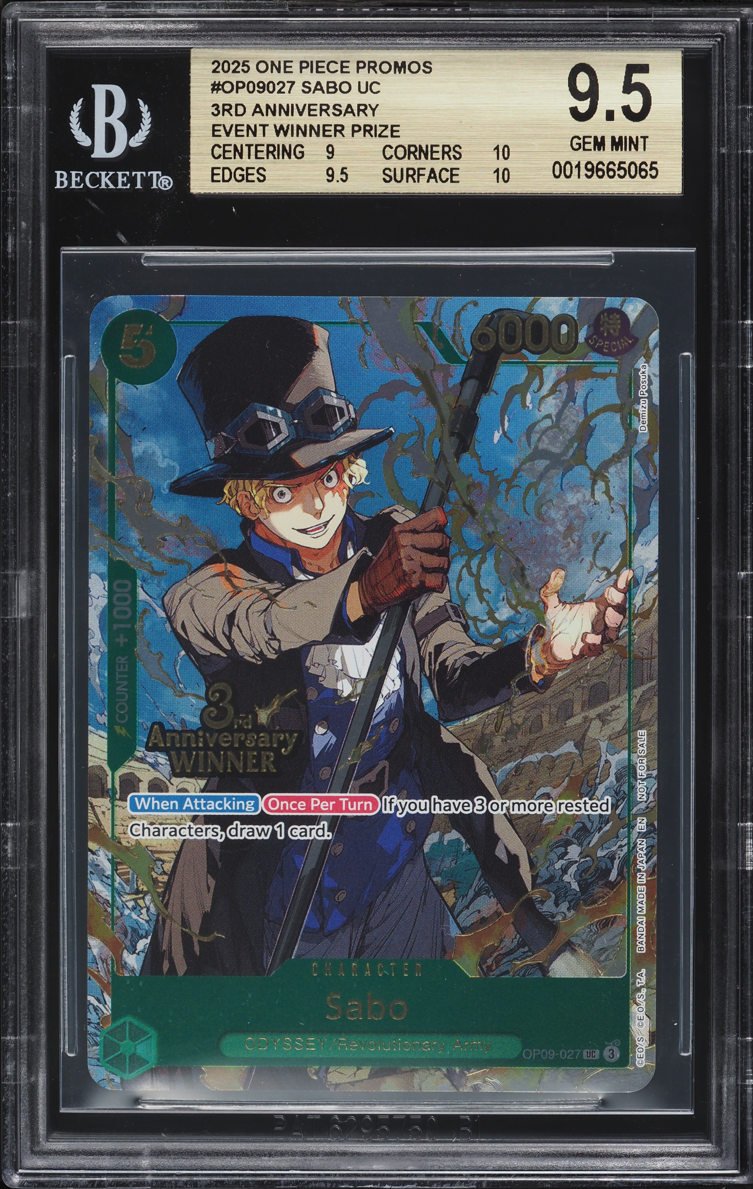 2025 One Piece Promo 3rd Anniversary Event Winner Prize Sabo #OP09