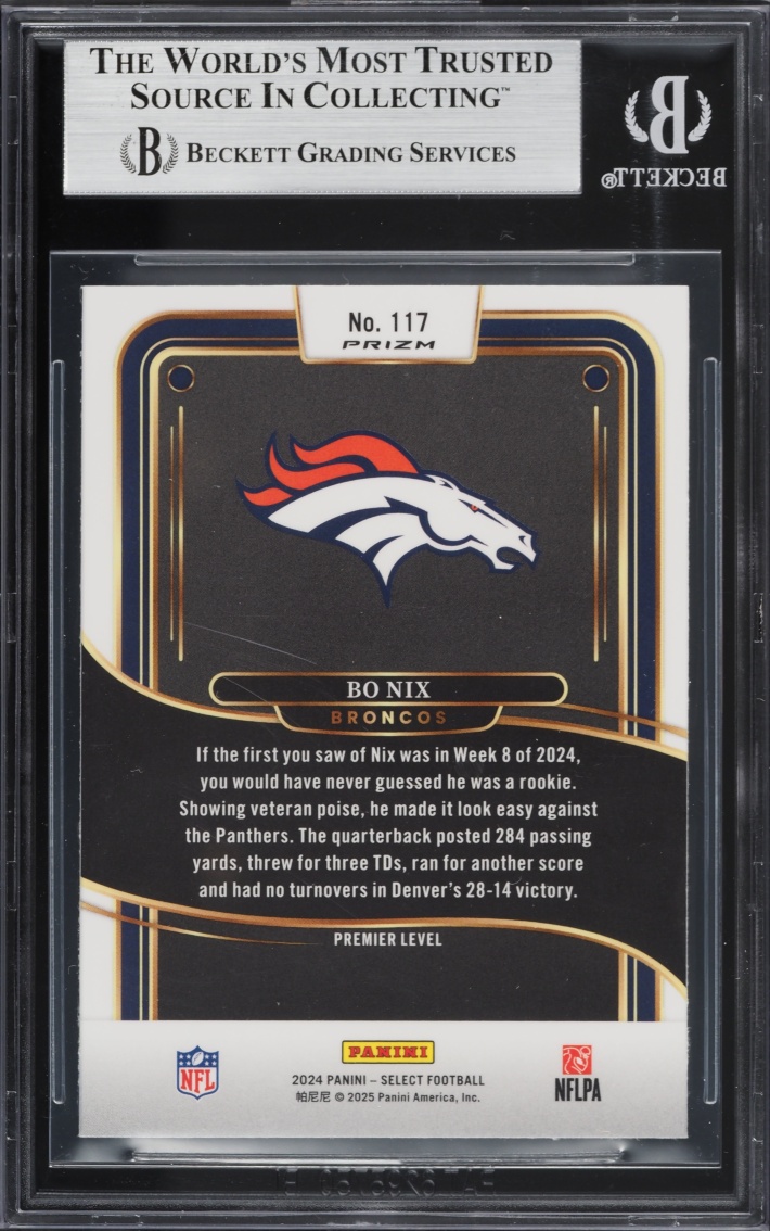 2024 Select Premier Level Prizm Red And Blue Shock Bo Nix ROOKIE #117 BGS 9 MINT