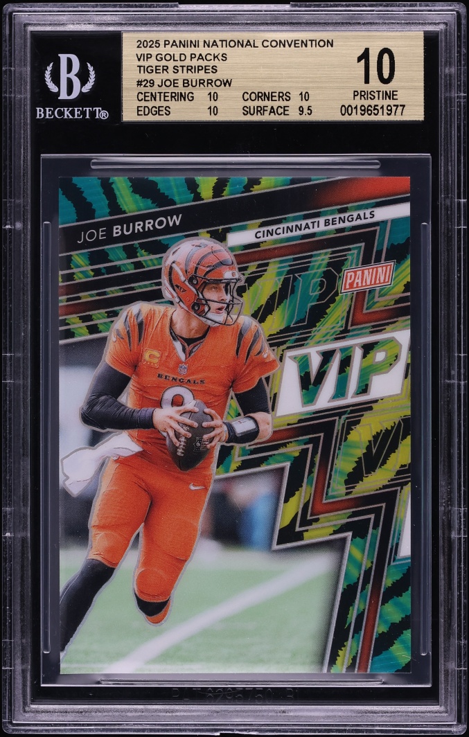 2025 Panini National Convention VIP Gold Packs Tiger Stripes Joe Burrow #29 BGS 10 PRISTINE