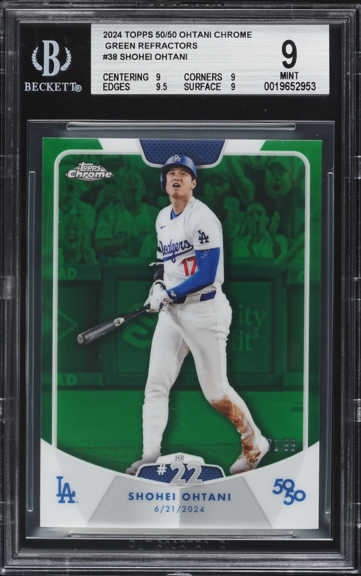 2024 Topps 50/50 Ohtani Chrome Green Refractors Shohei Ohtani /99 #38 BGS 9 MINT