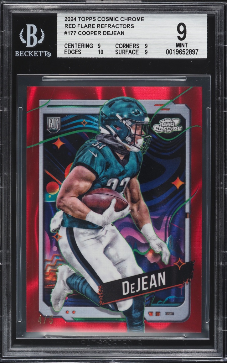 2024 Topps Cosmic Chrome Red Flare Refractors Cooper Dejean ROOKIE /5 #177 BGS 9 MINT