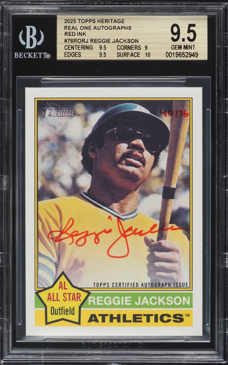 2025 Topps Heritage Real One Red Ink Reggie Jackson AUTO /76 #76RORJ BGS 9.5 GEM MINT