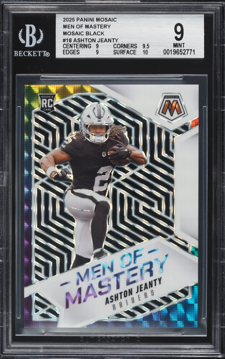2025 Panini Mosaic Men Of Mastery Mosaic Black Ashton Jeanty ROOKIE 1/1 #18 BGS 9 MINT