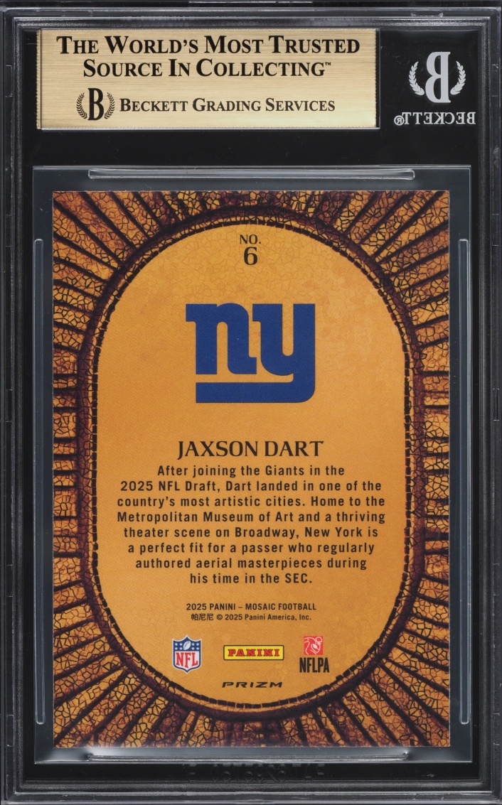 2025 Panini Mosaic Micro Jaxson Dart ROOKIE #6 BGS 9.5 GEM MINT