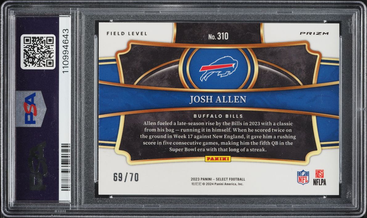 2023 Select Field Level Dragon Scale Prizm Josh Allen /70 #310 PSA 10 GEM MINT