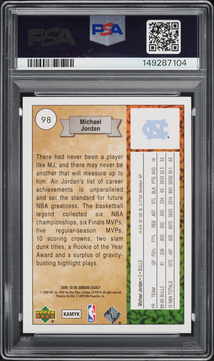 2009 Upper Deck Jordan Legacy Gold Michael Jordan #98 PSA 10 GEM MINT
