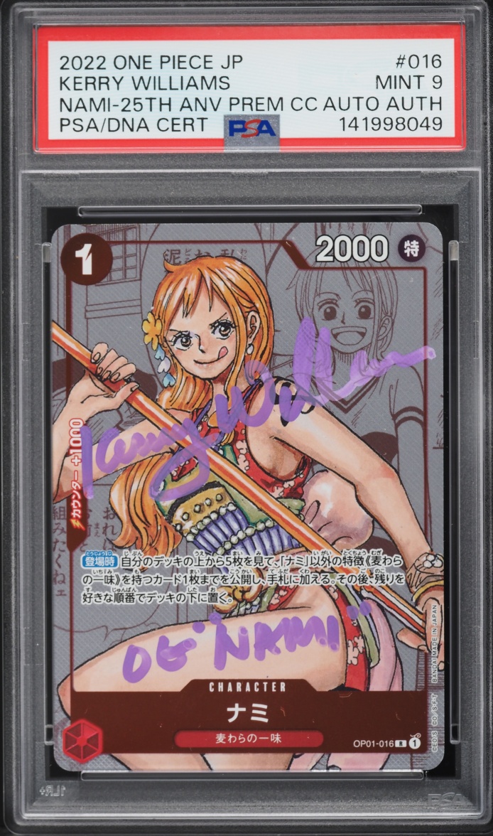 2022 One Piece Japanese 25th Anniversary Manga Art Nami Kerry Williams AUTO #OP01-016 PSA 9