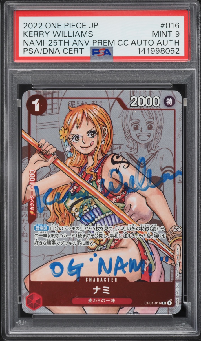 2022 One Piece Japanese 25th Anniversary Manga Art Nami Kerry Williams AUTO #OP01-016 PSA 9