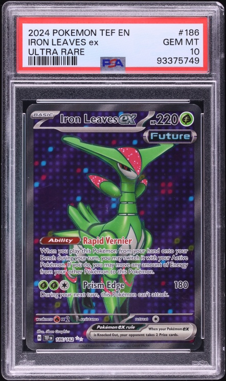 2024 Pokemon Scarlet & Violet Temporal Forces Full Art Iron Leaves ex #186 PSA 10 GEM MINT
