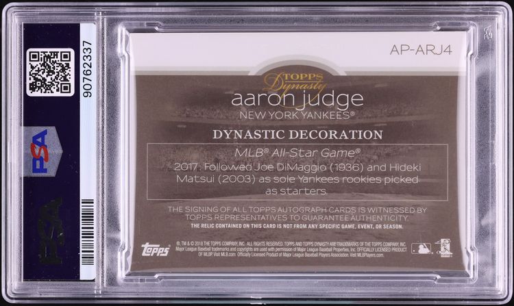 2018 Topps Dynasty Gold Aaron Judge PATCH AUTO 1/1 #ARJ4 PSA 8 NM-MT