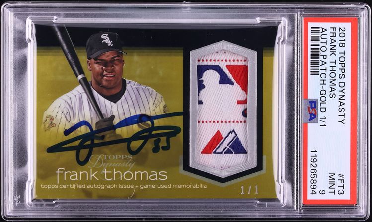 2018 Topps Dynasty Gold Frank Thomas PATCH AUTO 1/1 #FT3 PSA 9 MINT