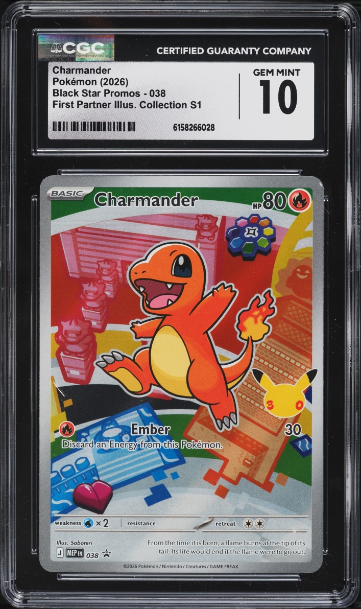 2026 Pokemon Mega Evolution Promo First Partner Illustration Full Art Charmander #38 CGC 10 GEM