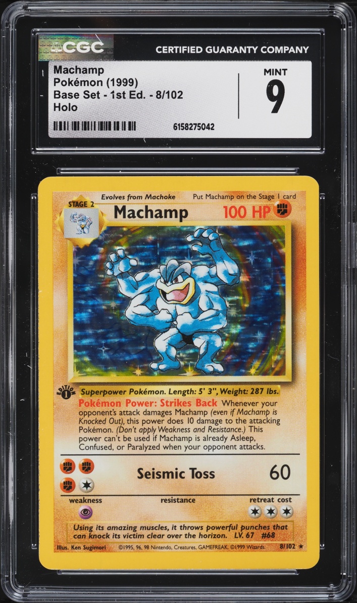 1999 Pokemon Base Set 1st Edition Holo Machamp #8 CGC 9 MINT