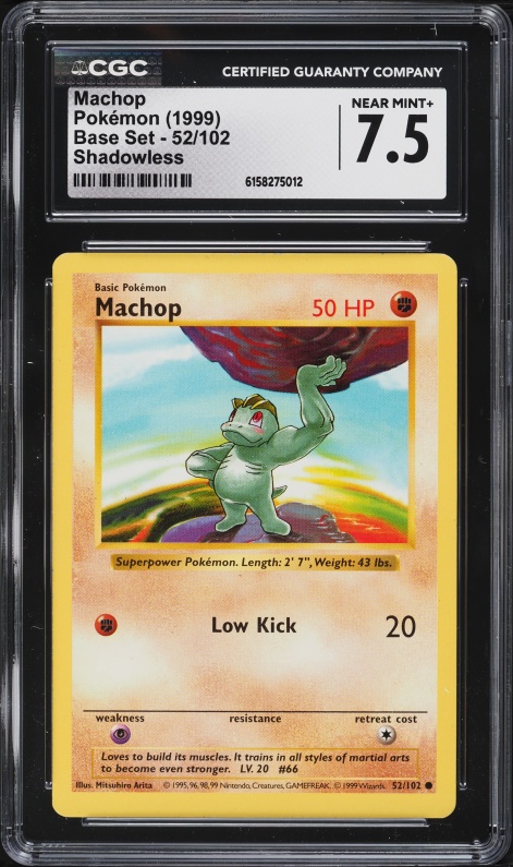 1999 Pokemon Base Set Shadowless 1st Edition Machop #52 PSA 9 MINT on  Fanatics Collect