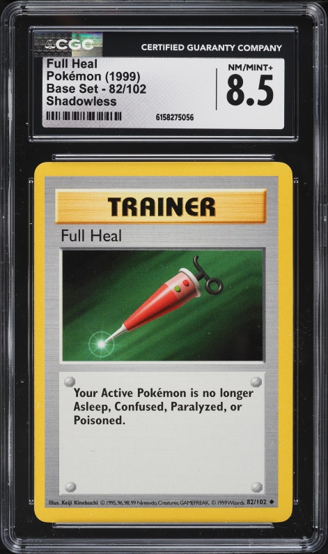 1999 Pokemon Base Set Shadowless Full Heal #82 CGC 8.5 NM-MT+