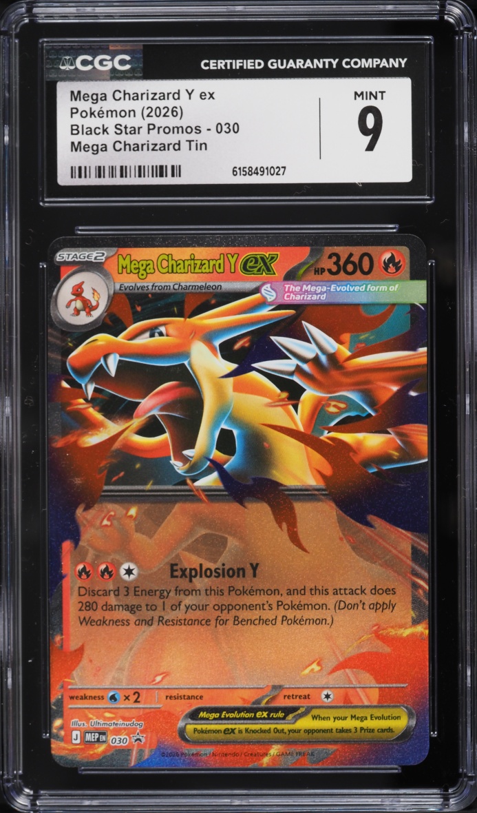 2026 Pokemon Mega Evolution Promo Tin Mega Charizard Y EX #30 CGC 9 MINT
