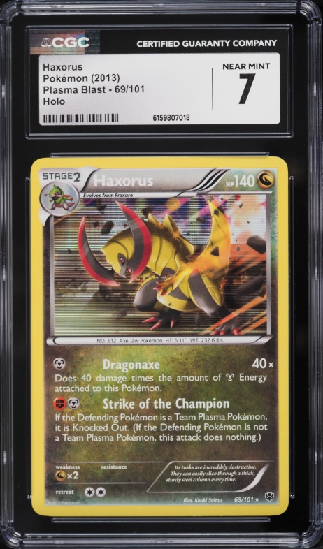 2013 Pokemon Black & White Plasma Blast Holo Haxorus #69 CGC 7 NRMT