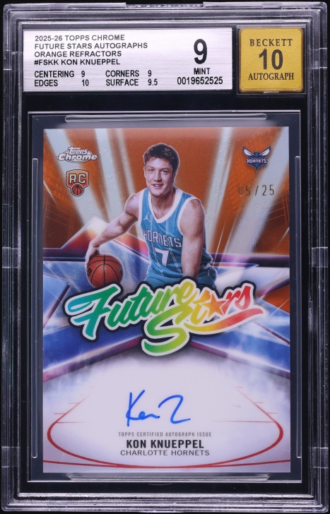 2025 Topps Chrome Future Stars Orange Refractor Kon Knueppel ROOKIE AUTO /25 #FS-KK BGS 9 MINT