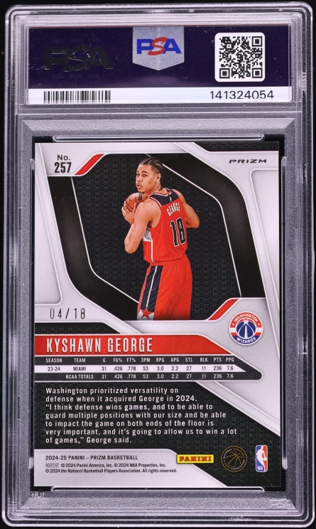 2024 Panini Prizm Lotus Flower Kyshawn George ROOKIE /18 #257 PSA 10 GEM MINT