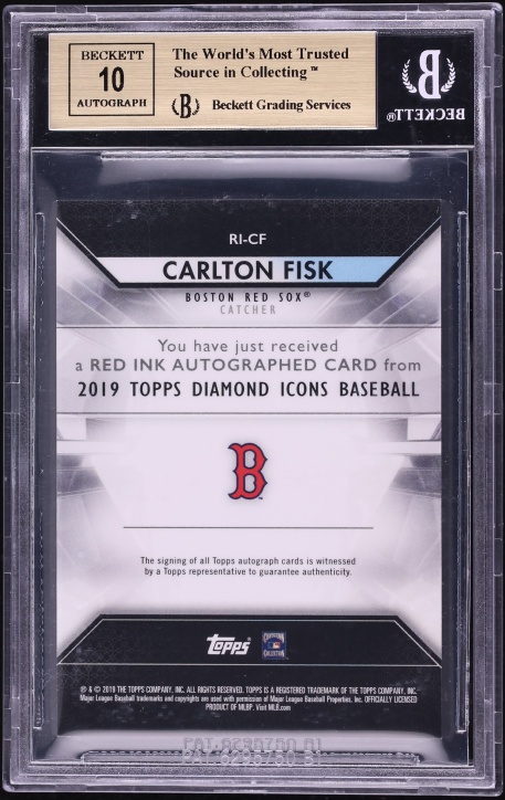 2019 Topps Diamond Icons Red Ink Carlton Fisk AUTO 5/5 #RI-CF BGS 9.5 GEM MINT