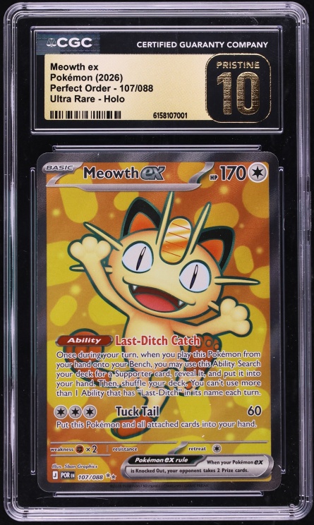 2026 Pokemon Mega Evolution Perfect Order Full Art Meowth ex #107