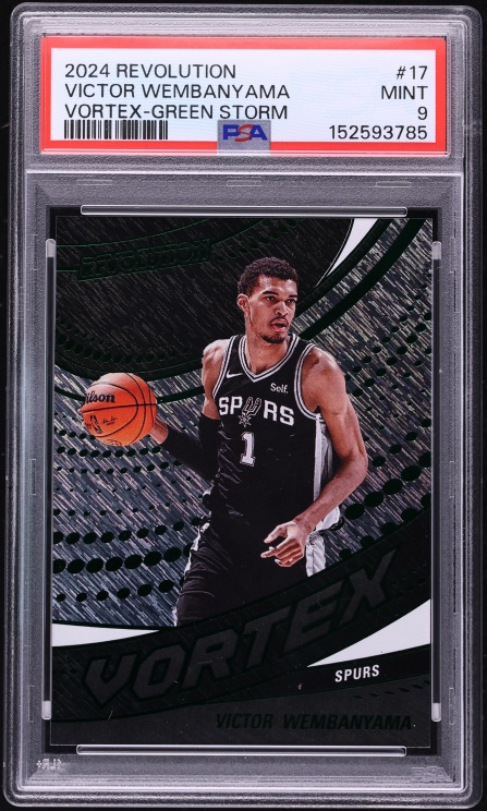 2024 Panini Revolution Vortex Green Storm Victor Wembanyama /99 #17 PSA 9 MINT