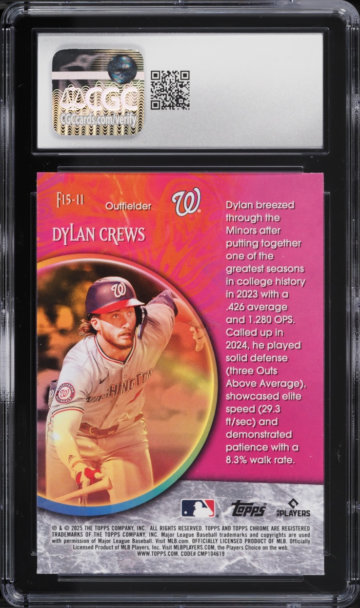 2025 Topps Chrome Fortune 15 Dylan Crews ROOKIE #F15-11 CGC 10 GEM MINT