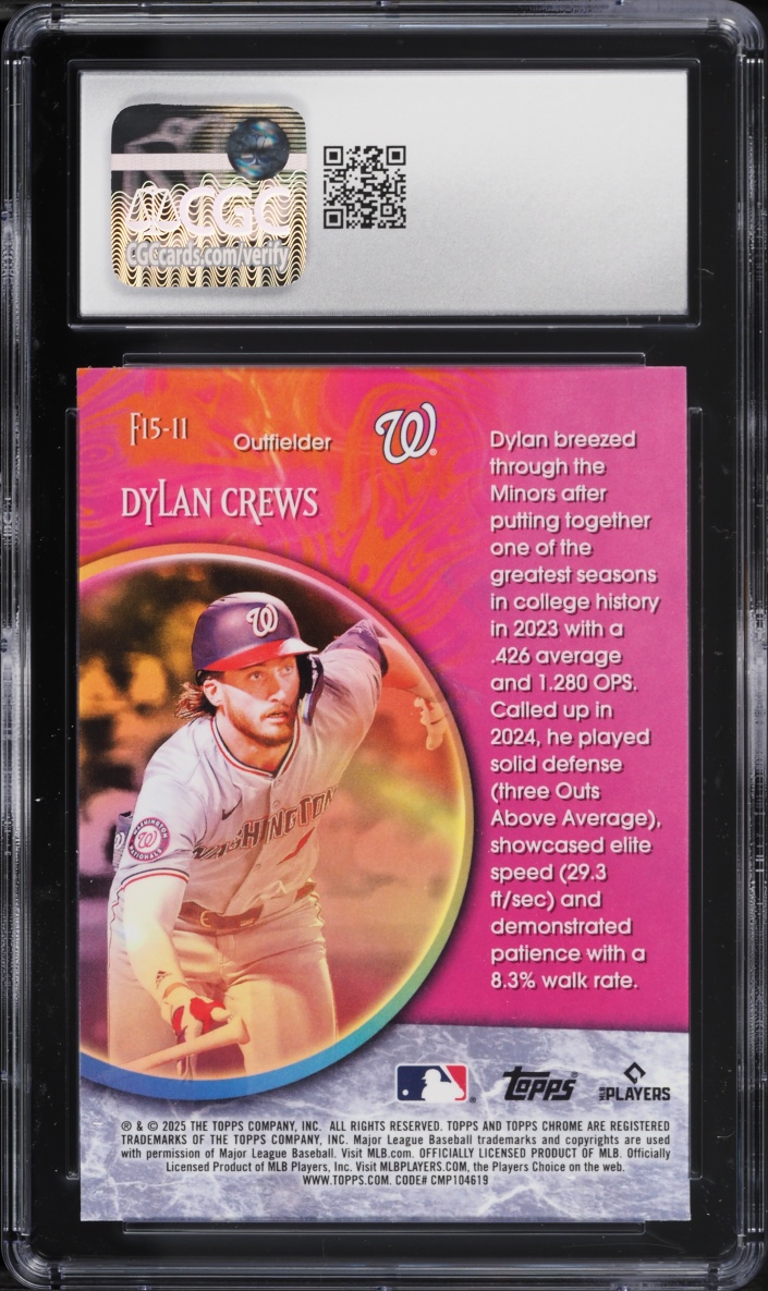2025 Topps Chrome Fortune 15 Dylan Crews ROOKIE #F15-11 CGC 10 GEM MINT