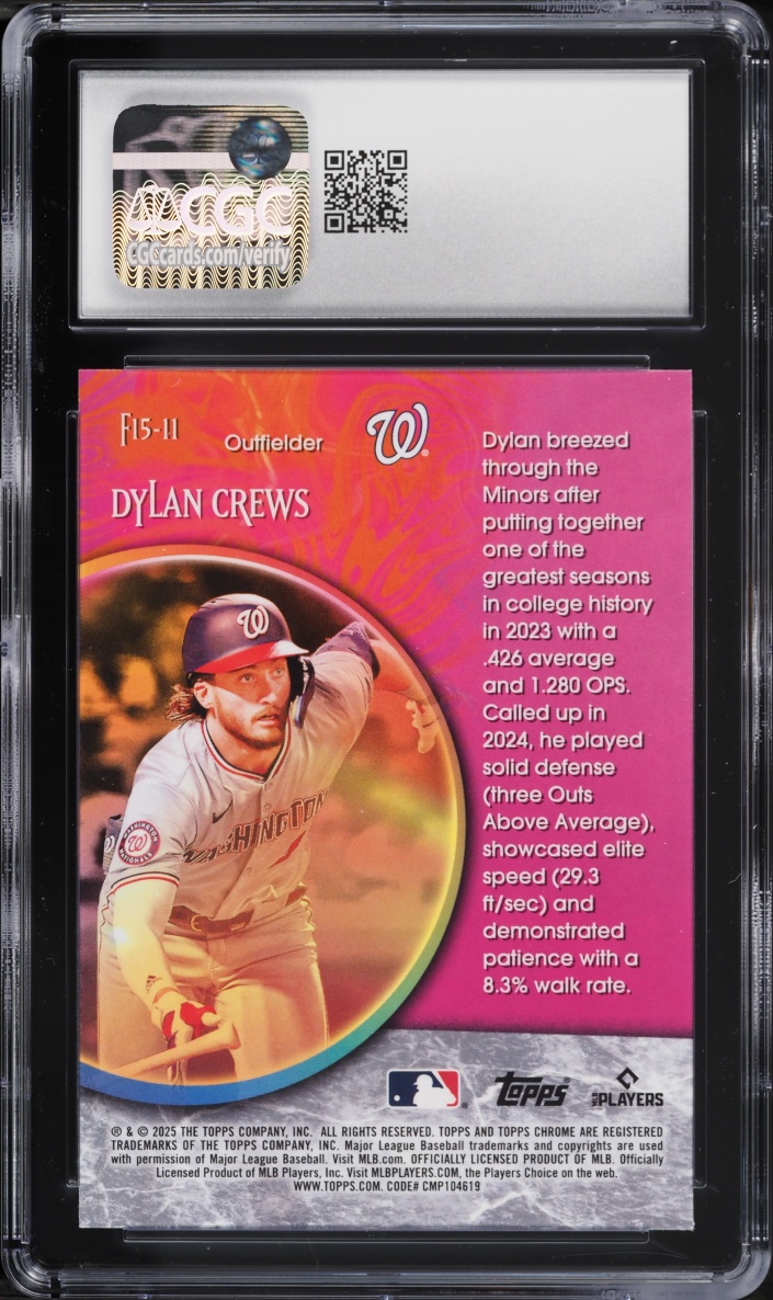 2025 Topps Chrome Fortune 15 Dylan Crews ROOKIE #F15-11 CGC 10 GEM MINT