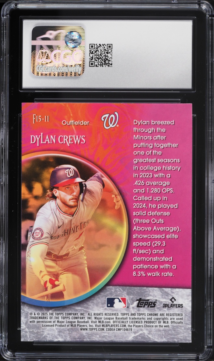 2025 Topps Chrome Fortune 15 Dylan Crews ROOKIE #F15-11 CGC 10 GEM MINT