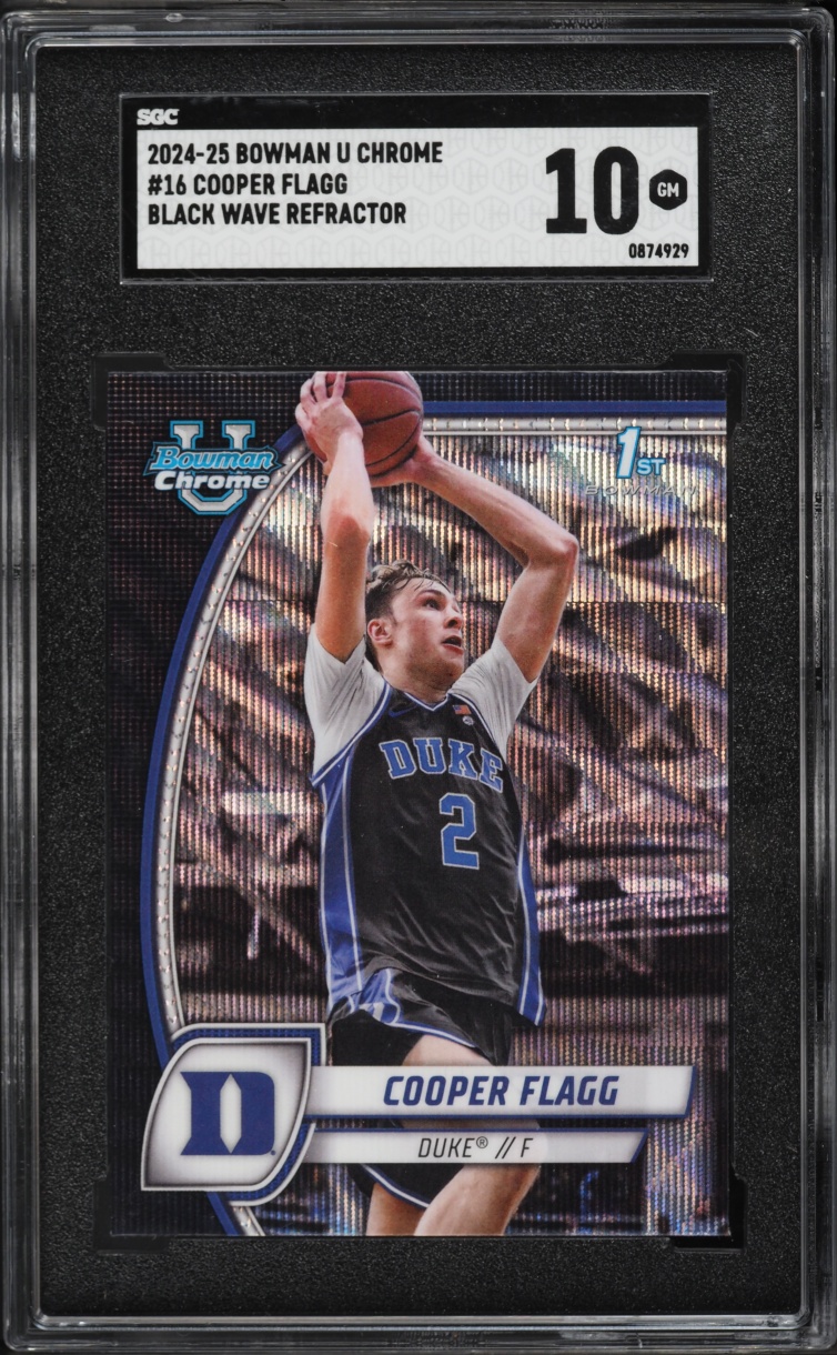 2024 Bowman Chrome University Black Wave Refractor Cooper Flagg ROOKIE #16 SGC 10 GEM MINT