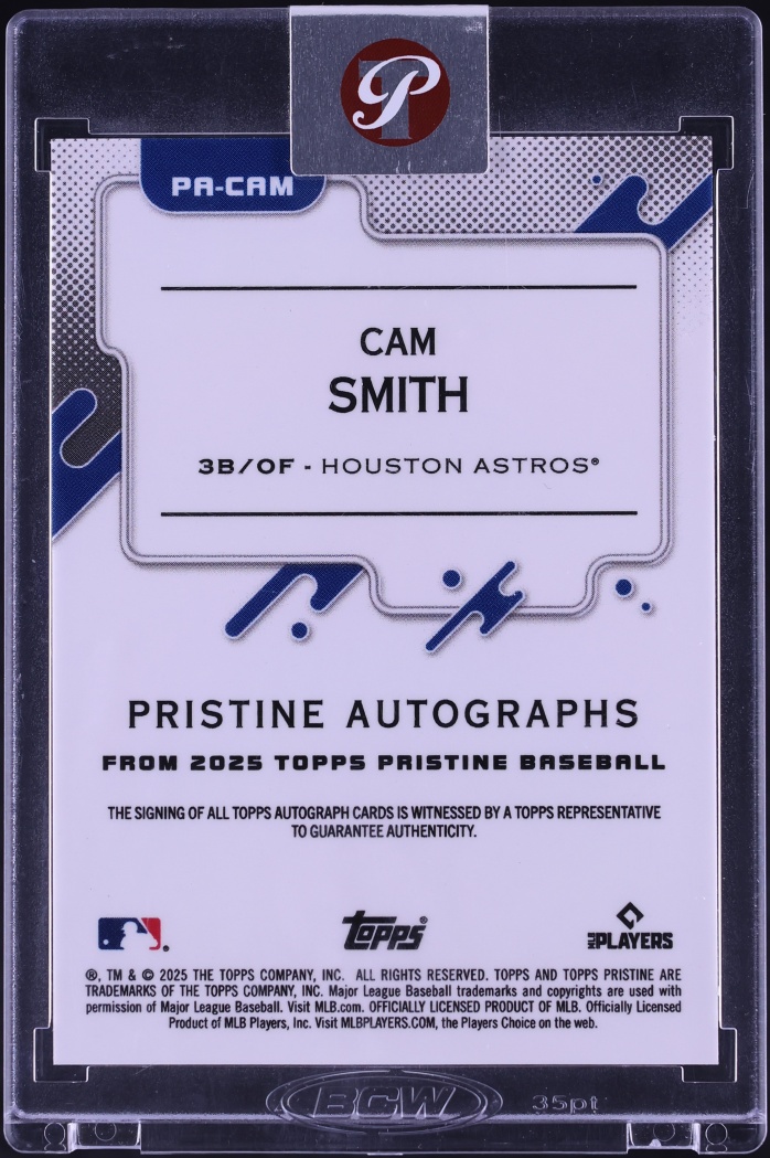 2025 Topps Pristine Blue Pulsar Refractor Cam Smith ROOKIE AUTO /75 #PA-CAM