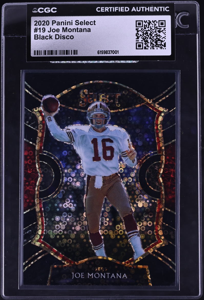 2020 Select Concourse Black Disco Joe Montana 1/1 #19 CGC AUTH