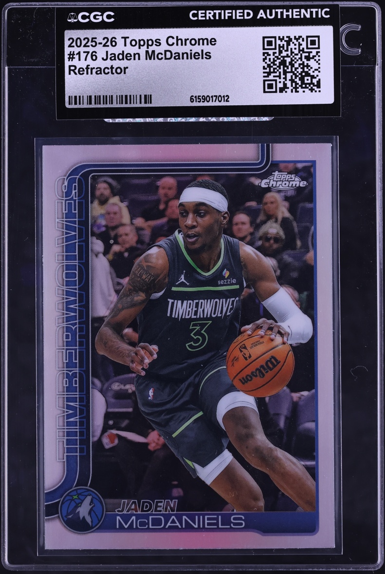 2025 Topps Chrome Refractor Jaden McDaniels #176 CGC AUTH