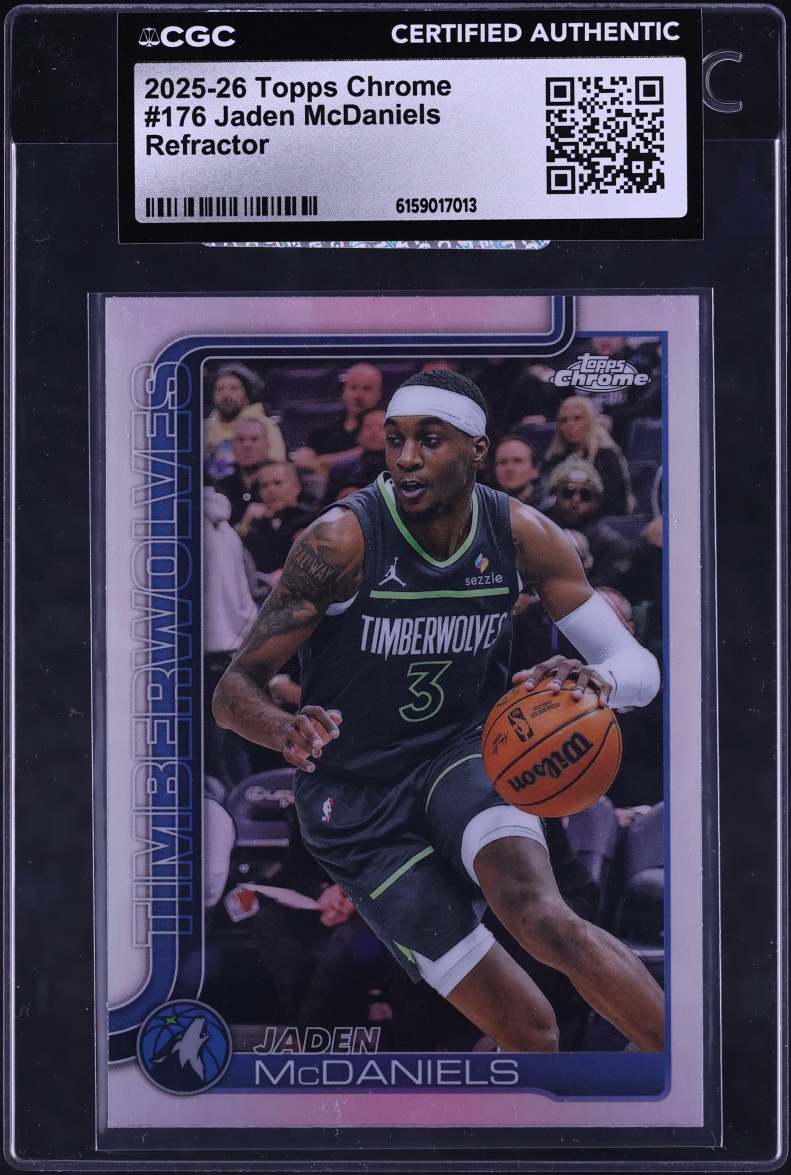 2025 Topps Chrome Refractor Jaden McDaniels #176 CGC AUTH