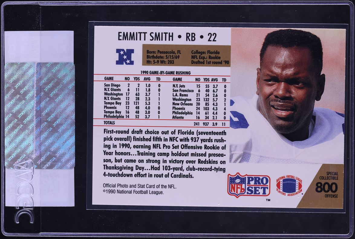 1990 Pro Set Football Emmitt Smith ROOKIE #800 CGC AUTH