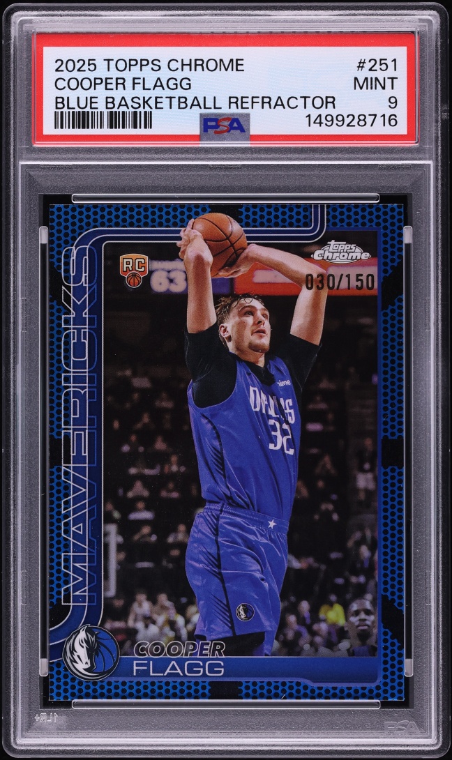 2025 Topps Chrome Blue Refractor Cooper Flagg ROOKIE /150 #251 PSA 9 MINT