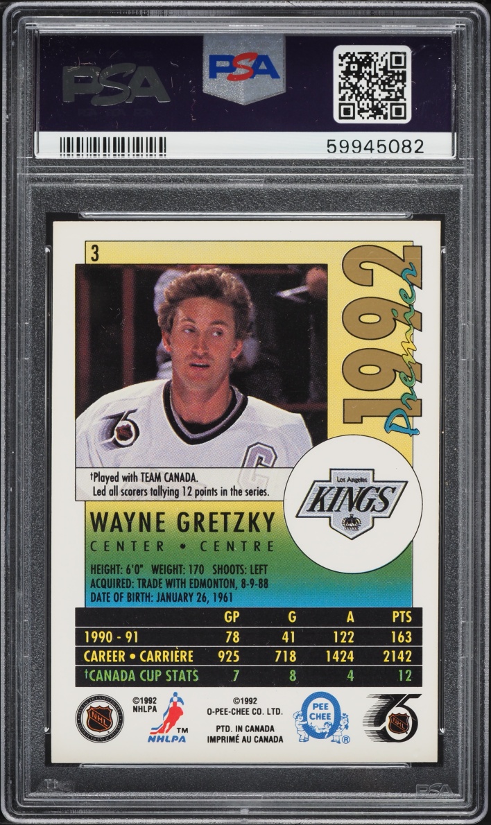 1991 O-Pee-Chee Premier Wayne Gretzky #3 PSA 8 NM-MT