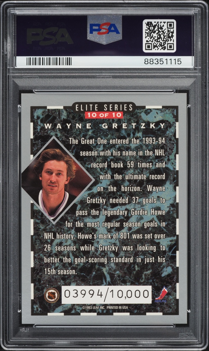 1993 Donruss Elite Insert Wayne Gretzky /10000 #10 PSA 4 VGEX