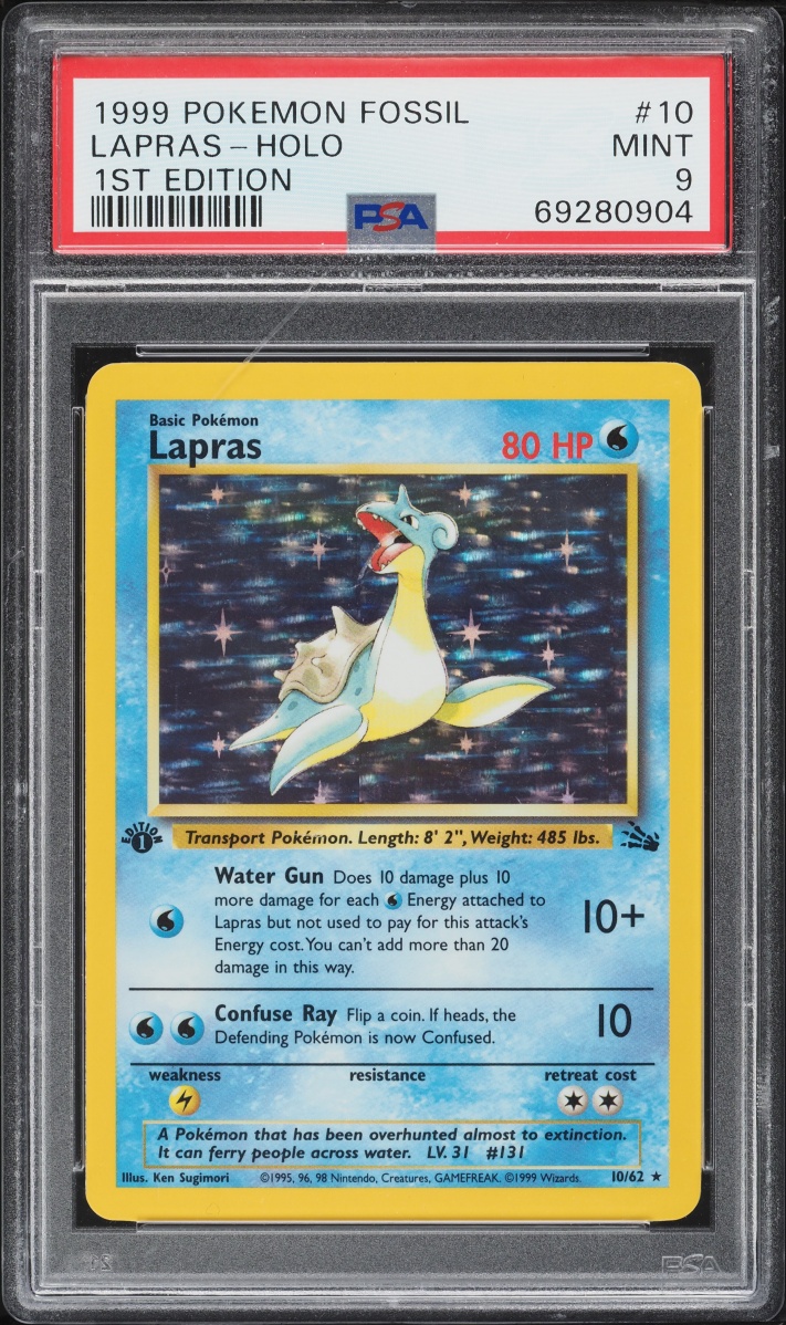 1999 Pokemon Fossil 1st Edition Holo Lapras #10 PSA 9 MINT