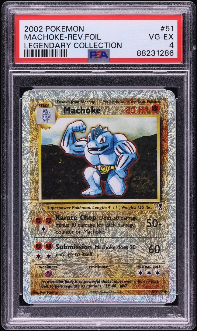 2002 Pokemon Legendary Collection Reverse Holo Machoke #51 PSA 4 VGEX