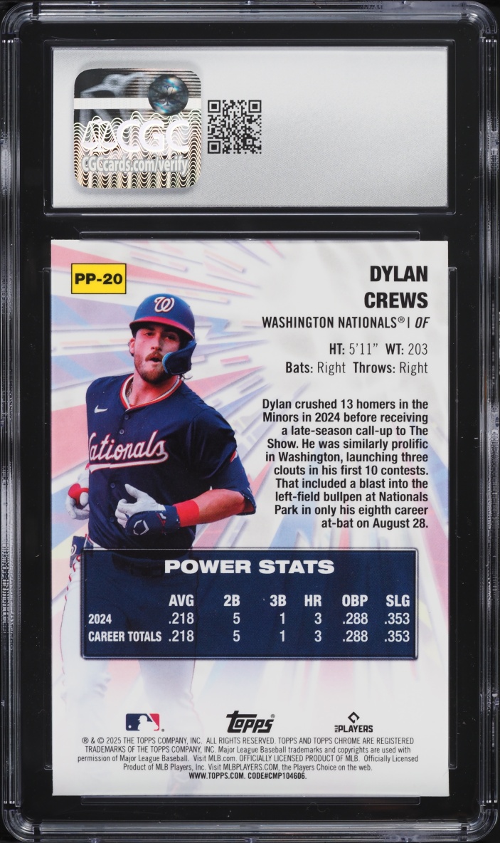 2025 Topps Chrome Power Players Dylan Crews ROOKIE #PP-20 CGC 10 GEM MINT