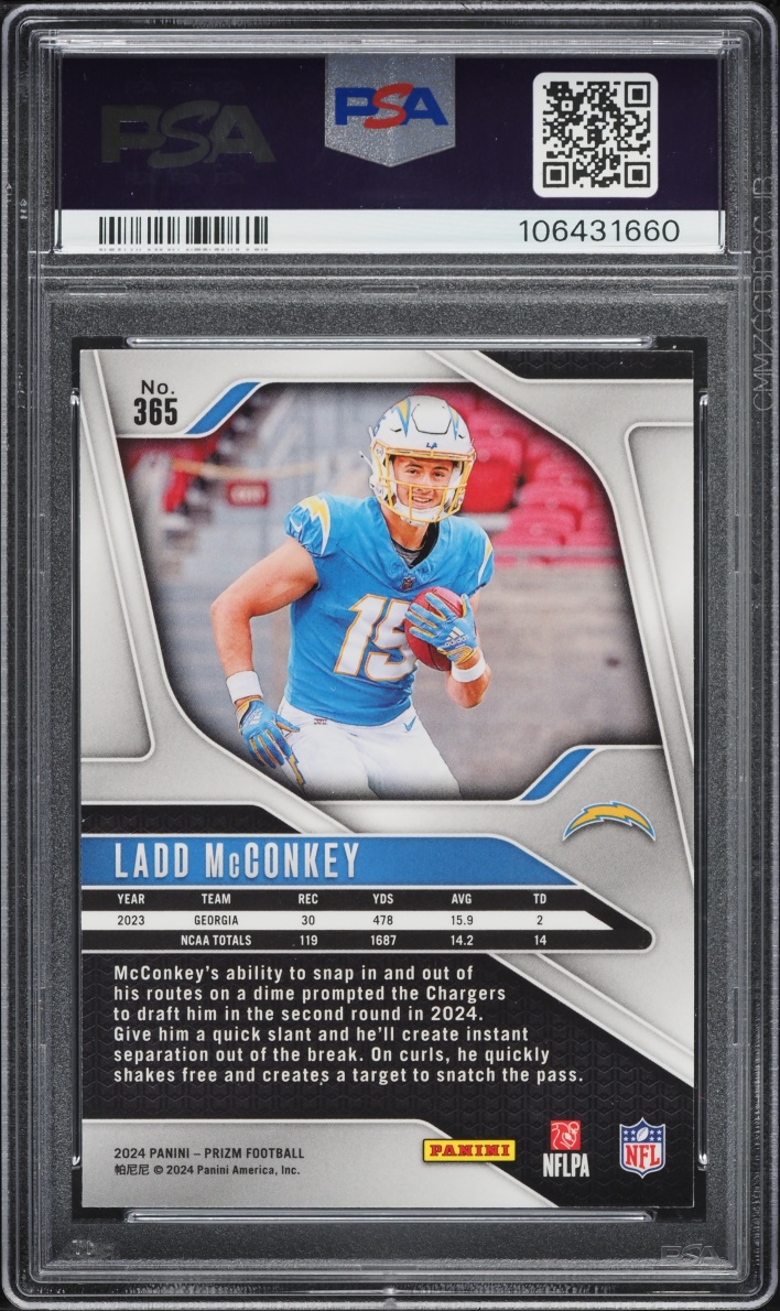2024 Panini Prizm Ladd McConkey ROOKIE #365 PSA 10 GEM MINT