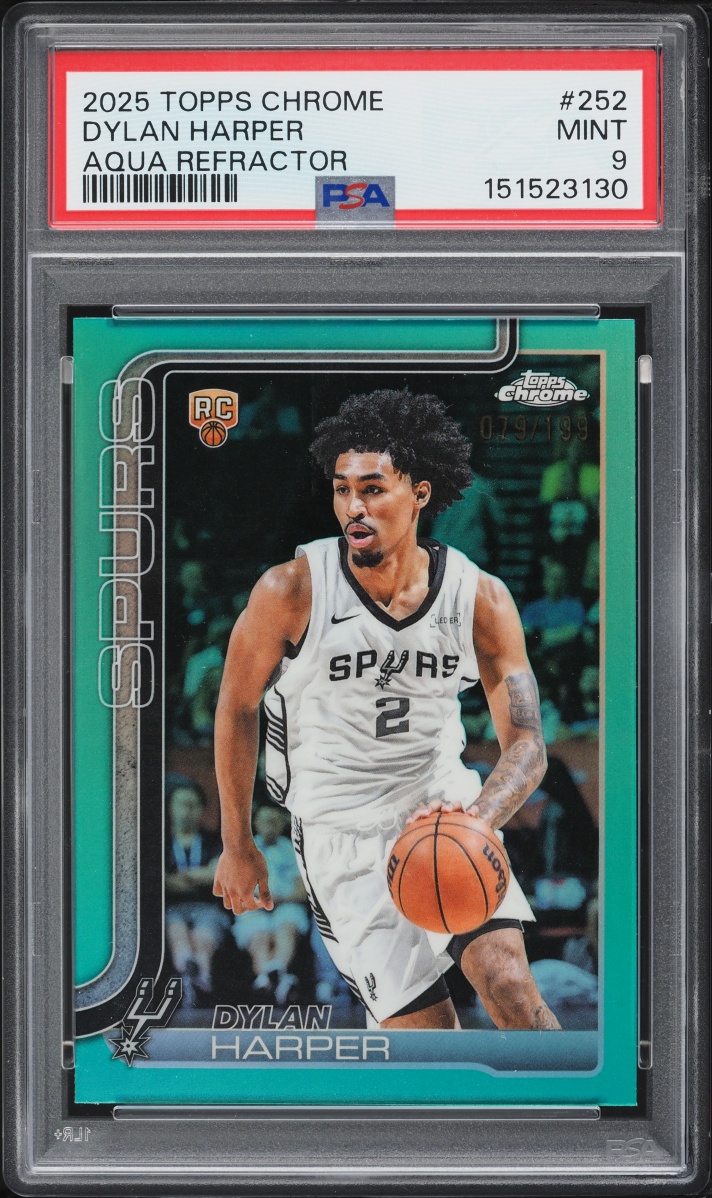2025 Topps Chrome Aqua Refractor Dylan Harper ROOKIE /199 #252 PSA 9 MINT