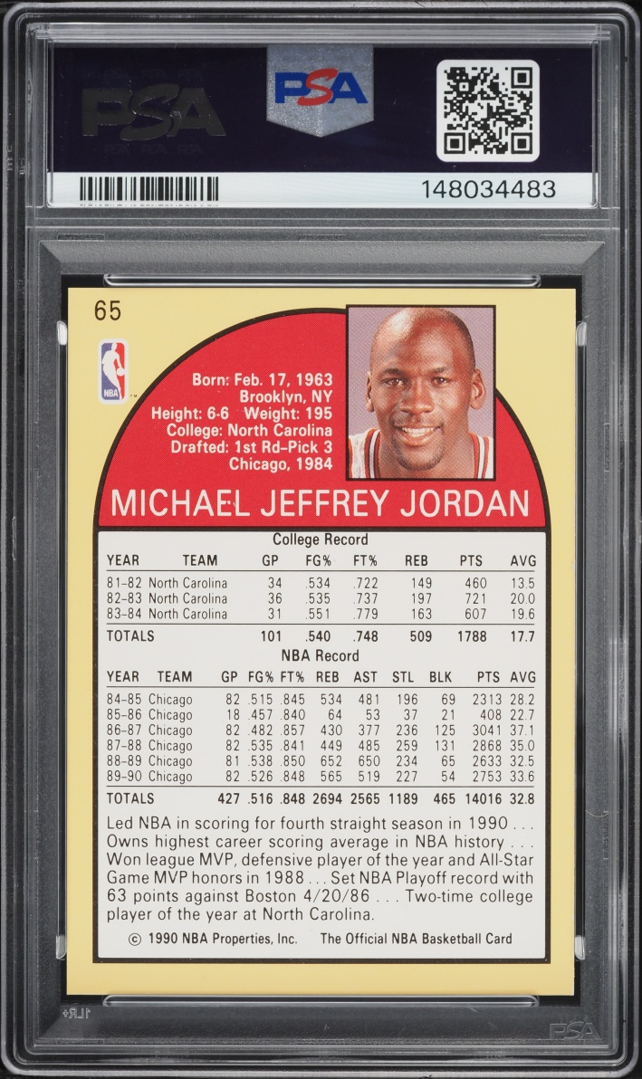 1990 Hoops Michael Jordan #65 PSA 8 NM-MT