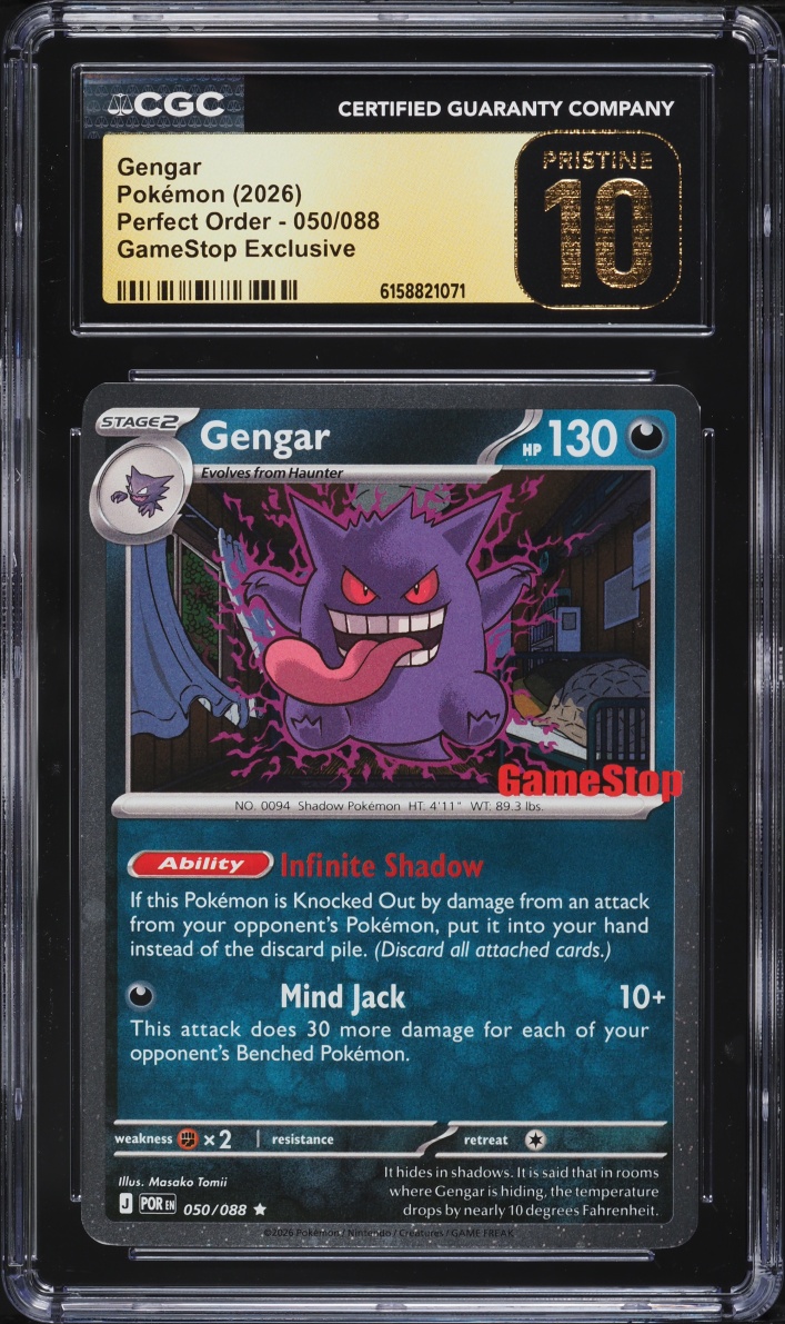 2026 Pokemon Mega Evolution Perfect Order GameStop Exclusive Gengar #50 CGC 10 PRISTINE