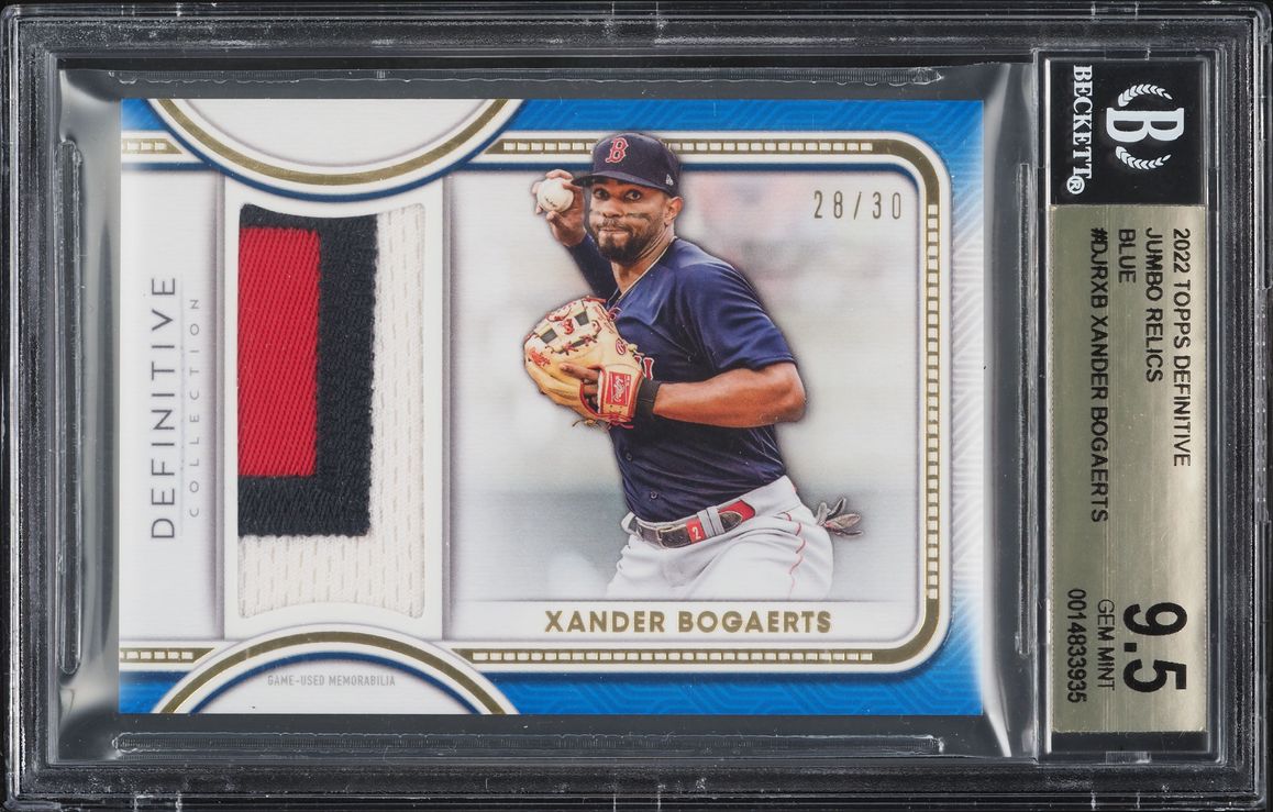 2022 Topps Definitive Collection Jumbo Blue Xander Bogaerts PATCH /30 #DJR-XB BGS 9.5 GEM MINT