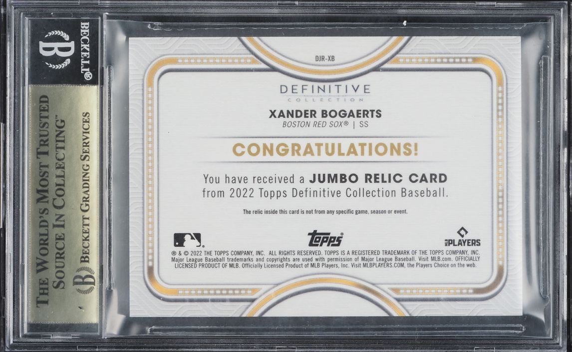 2022 Topps Definitive Collection Jumbo Blue Xander Bogaerts PATCH /30 #DJR-XB BGS 9.5 GEM MINT
